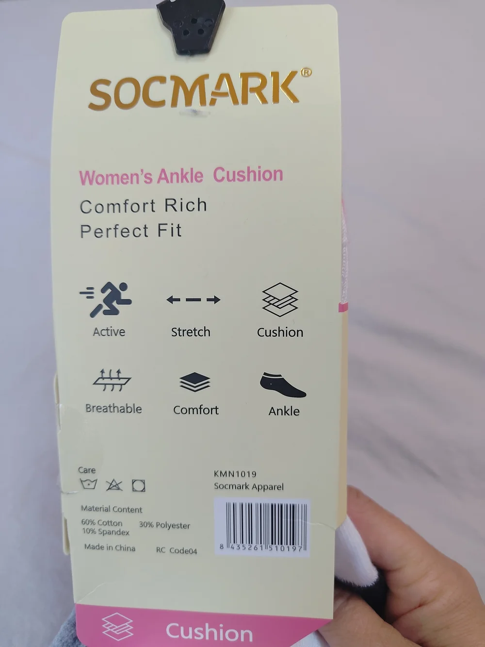 Socmark Women's Athletic Ankle Socks - Gray, Black, Grey & Pink